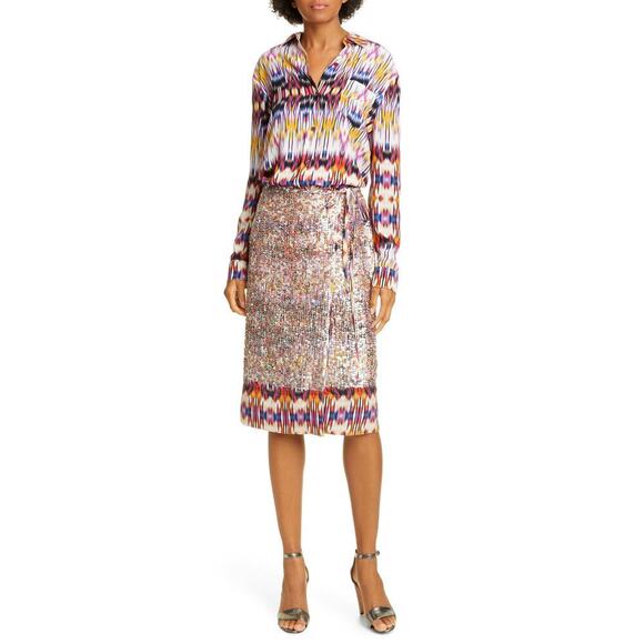 Le Superbe Button Down Blouse Ex Boyfriend Shirt Goa Goa Print – Size 0 / Small - Picture 2 of 14